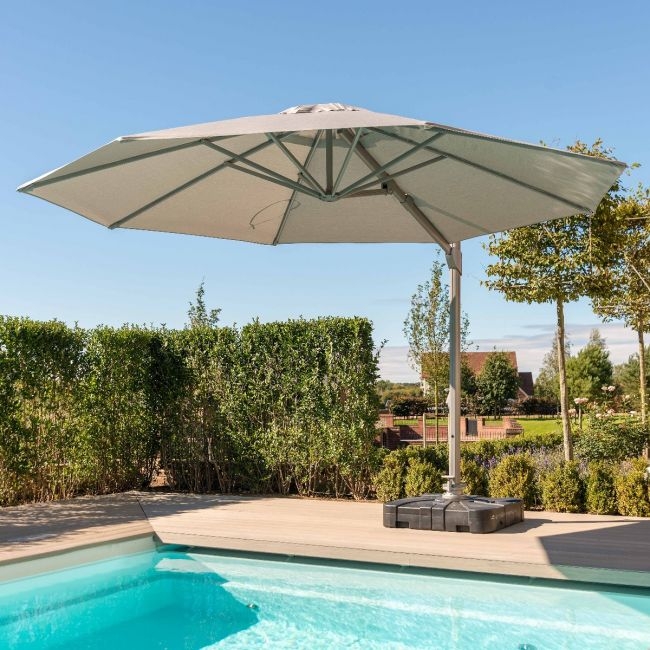 Cantilever Parasol 3.5m Round Rotating With LED Lights