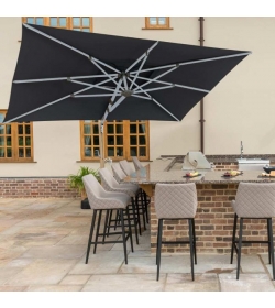 Cantilever Parasol 3m x 4m Rectangular Rotating With LED Lights