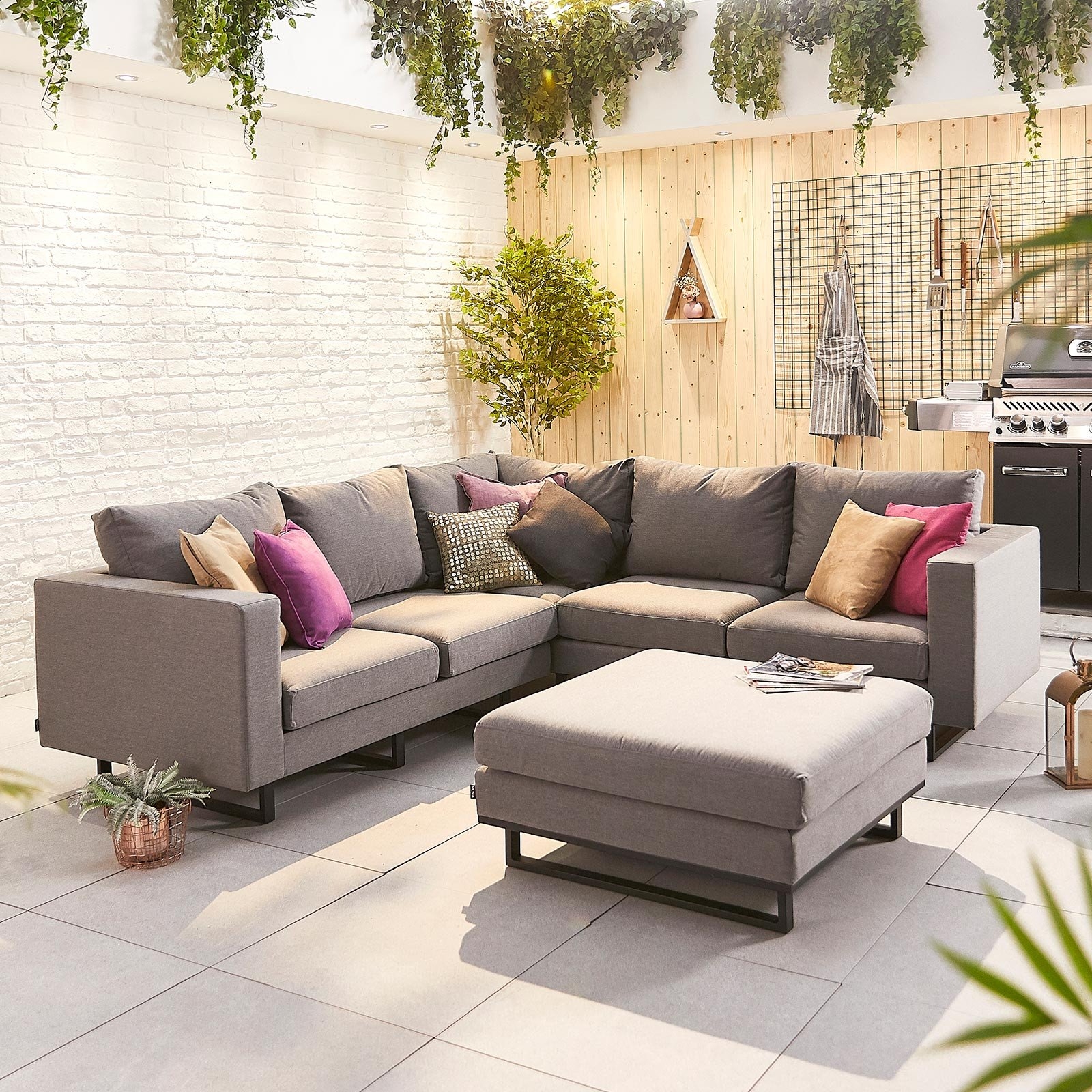 Eden Fabric Corner Sofa Set with Footstool