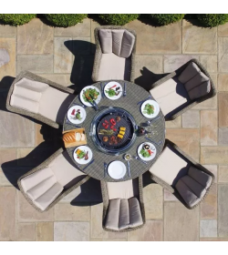 Winchester - Venice 6 Seat Round Fire pit Dining Set - With Lazy Susan