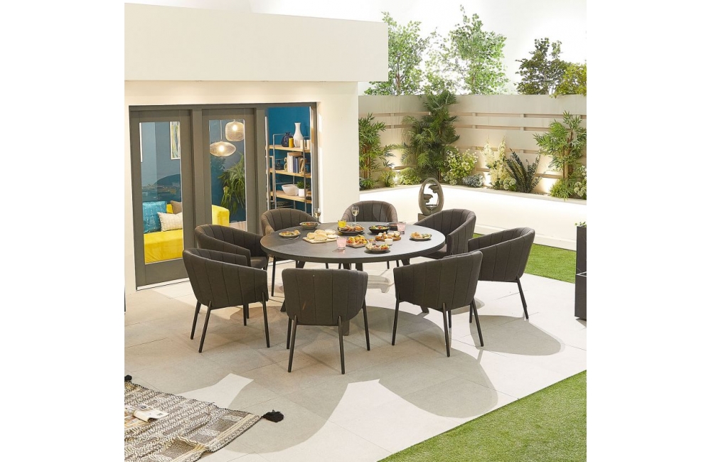 Edge Outdoor Fabric 8 Seat Round Dining Set, 8 Seater Round Dining Room Table And Chairs