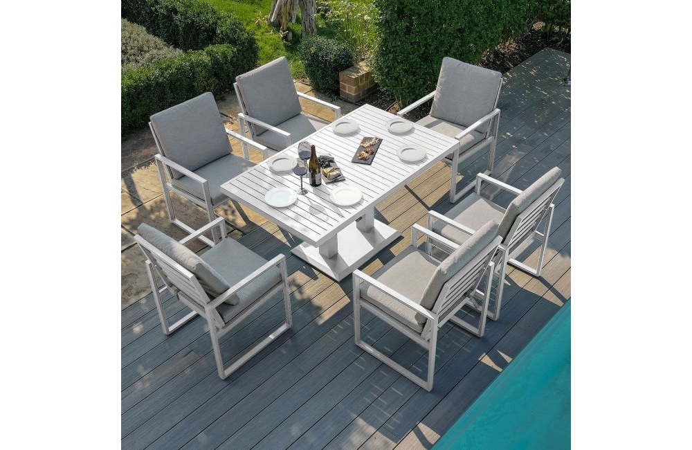 Amalfi Range Amalfi 6 Seat Rectangular Dining Set - With Rising Table