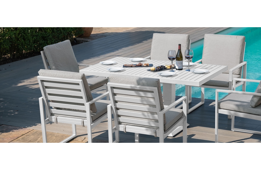 Amalfi Range Amalfi 6 Seat Rectangular Dining Set - With Rising Table
