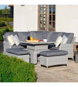 Ascot Square Rattan Corner Dining Set - With Rising Table & Weatherproof Cushions