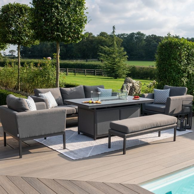 Pulse 3 Seat Sofa Set With Fire Pit Table, Fire Pit Table Combination