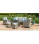 Oxford Sofa Rattan Dining Set with Fire Pit Rising Table