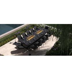 Zest 12 Seat Rectangular Dining Set with Fire Pit Table