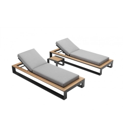 Cambusa Double Sunlounger Set with Side Table