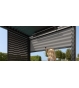 Garden Pergolas Eden Pergola 4m x 4m LED & Motorised Roof 3 Drop Sides & 4m Louvre Wall