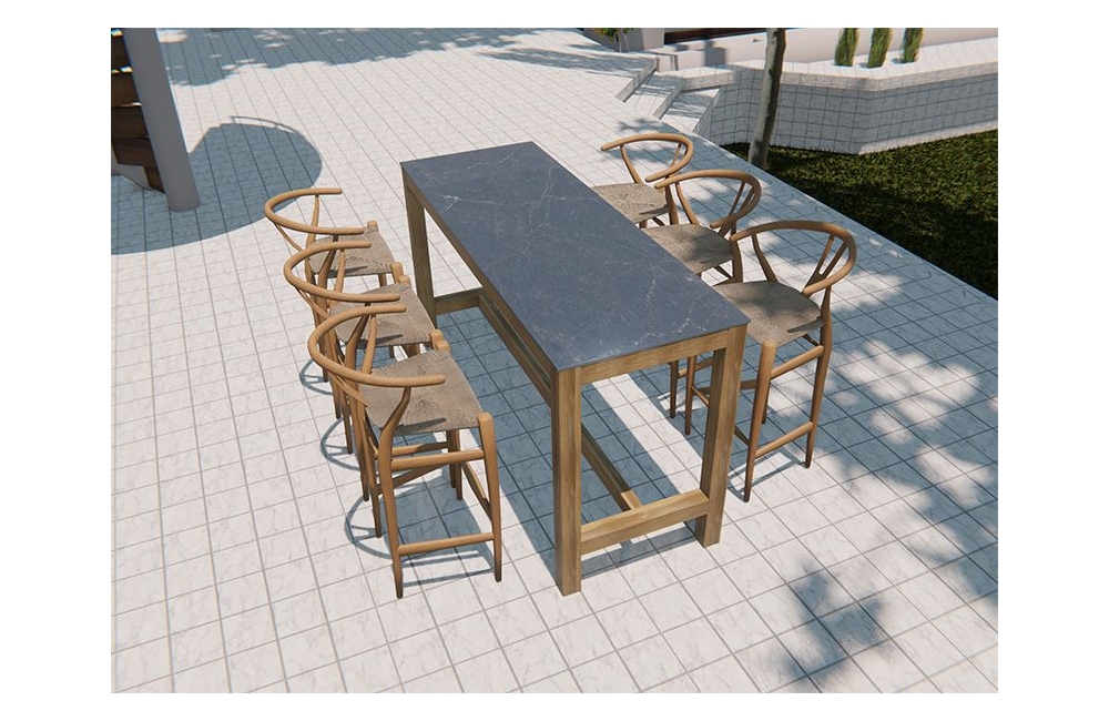Outdoor Kitchens Bari Teak Bar Armchair Set