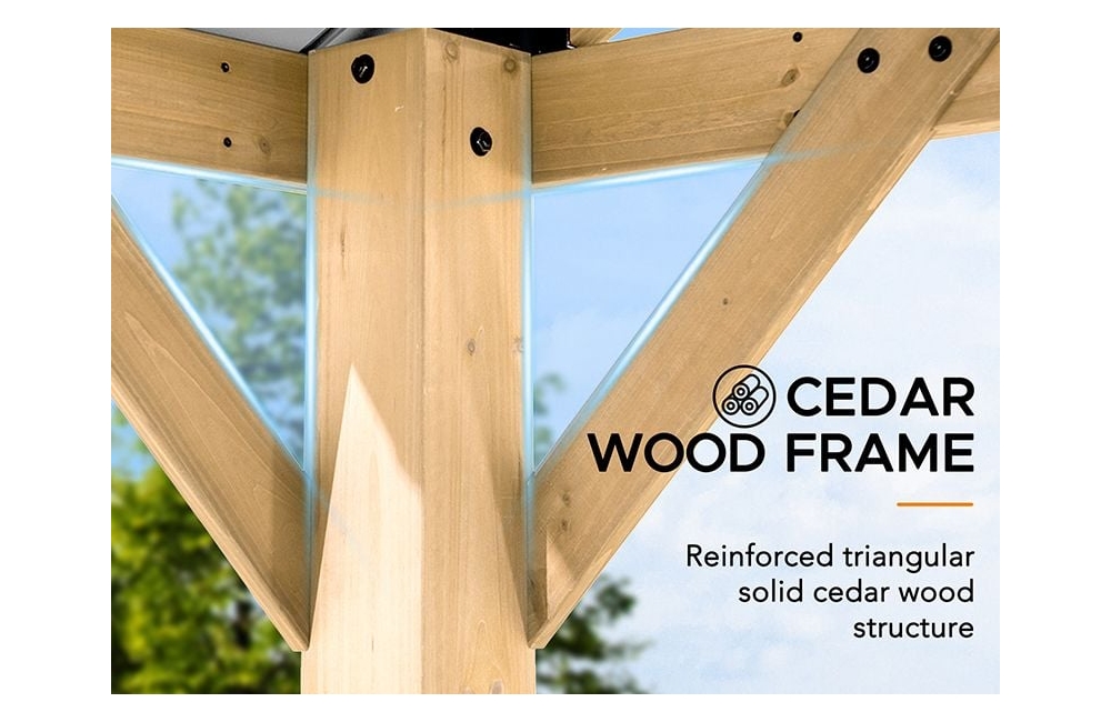 Wooden Gazebos Cedar Hard Top Gazebo | 3.35X3.99M